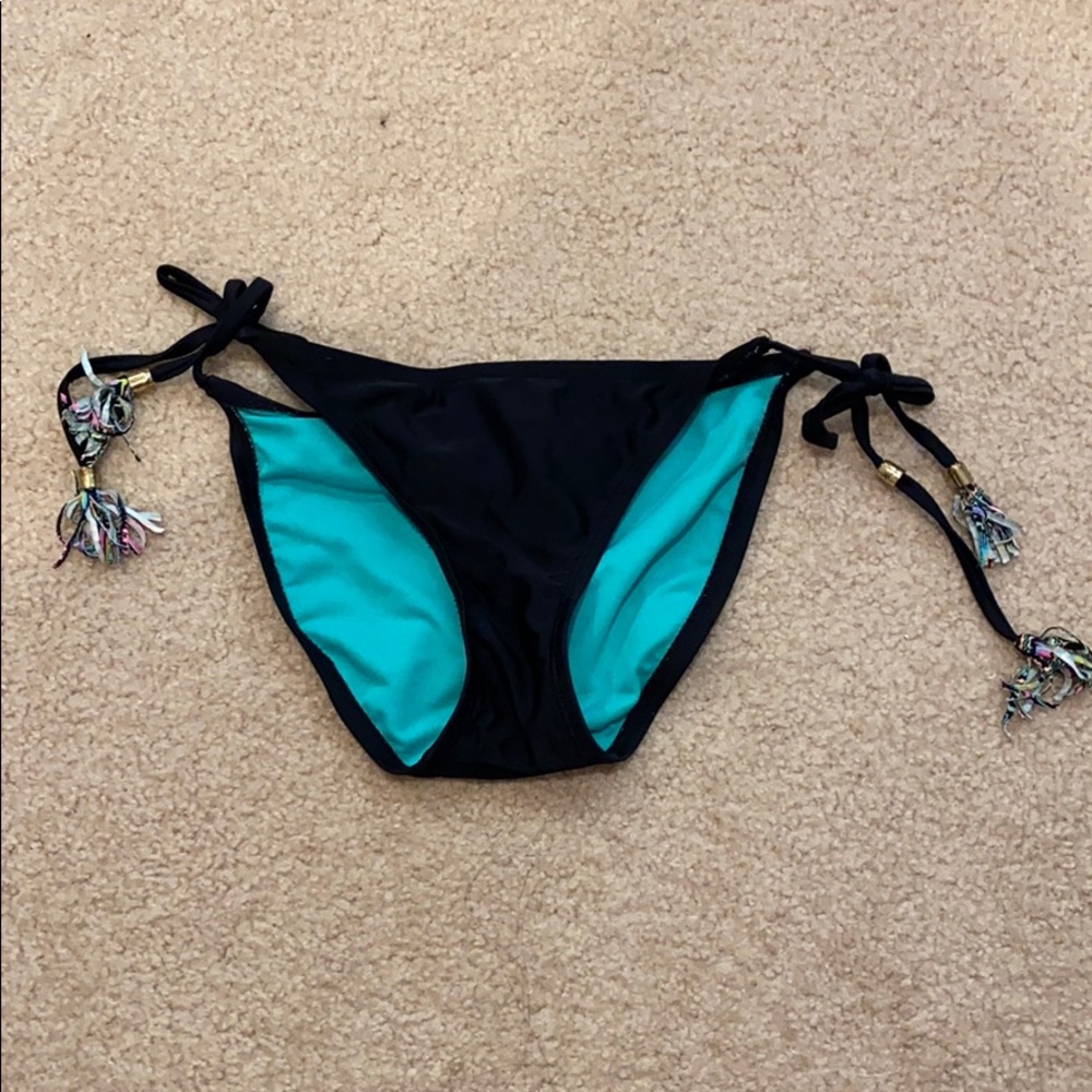 Black Side Tie Tassle Bikini Bottoms